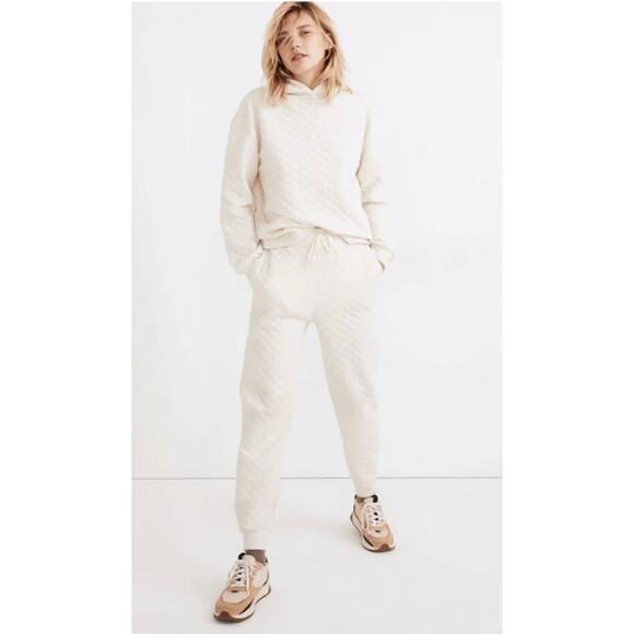 Madewell (Re)Sourced Quilted Hoodie & Jogger Set Sunfaded Indigo Size Small - Picture 2 of 12